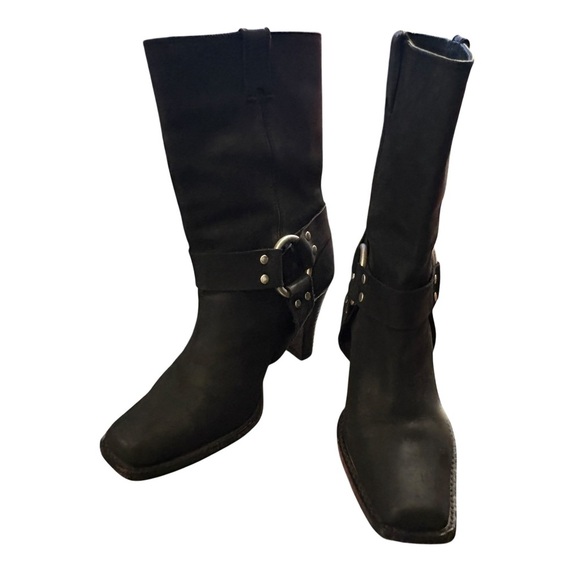 Michael Kors Women’s Fulton Harness Black Heeled Boots Size 7.5 Western - Picture 1 of 10
